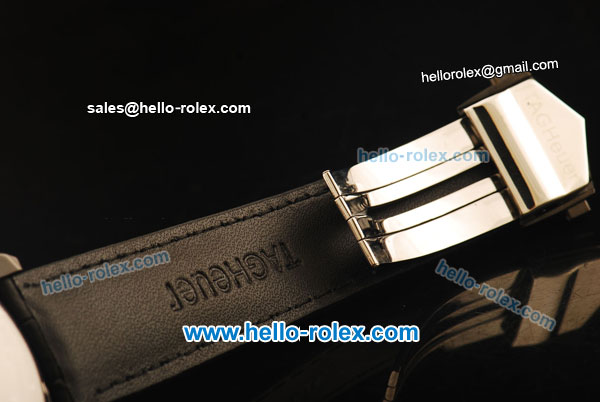 Tag Heuer Carrera Calibre 16 Quartz Movement PVD Case with Black Bezel and Black Leather Strap - Click Image to Close